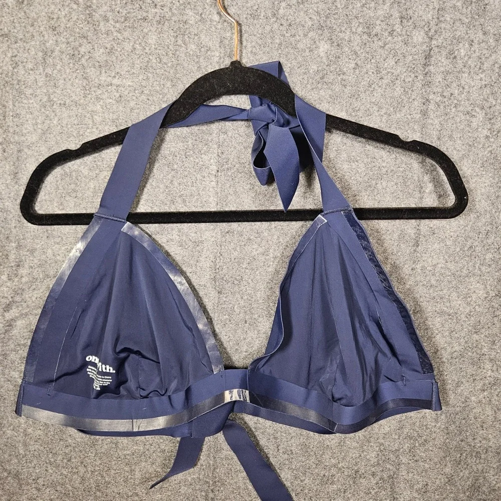 onewith Womens Navy Halter Bikini Top Seamless Swim Beach Vacation Sz 2X READ